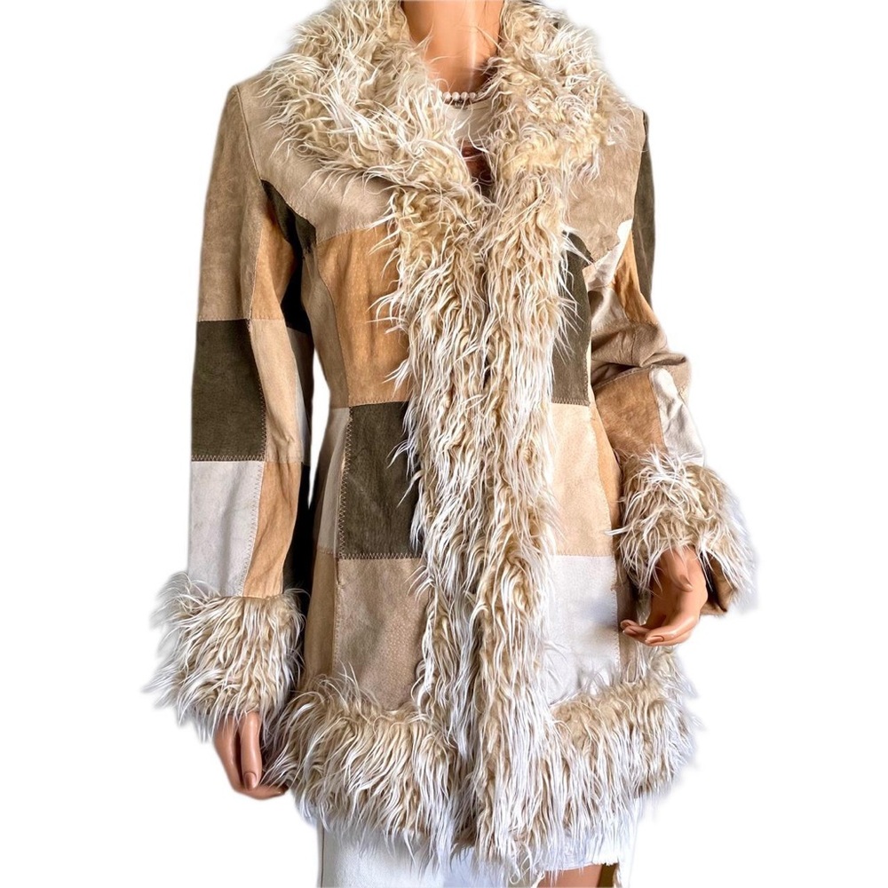 PENNY LANE INSPIRED VINTAGE Outbrook Patchwork Coat Leather Suede
